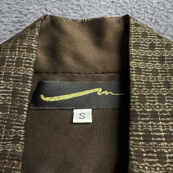 Vtg Melinda Phillips Sz S/M Asian Theme Brown Silk Two-Piece Patchwork **READ** - Picture 6 of 10